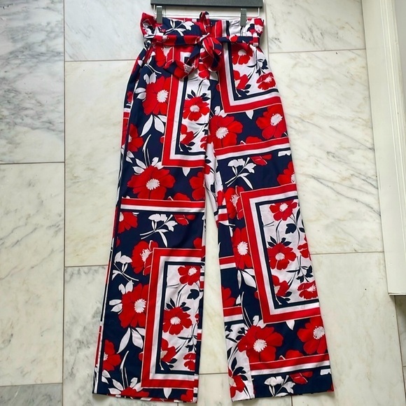 New York & Company Pants - New York and Co red white and blue wide leg tie waist resort wear pants size 6